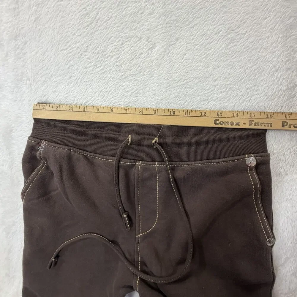 True Religion Sweatpants Men’s Small Brown Big T Straight Leg Drawstring Track